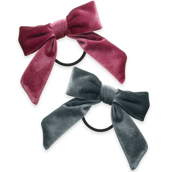INC International Concepts Accessories - INC International Concepts 2-Pc. Set Velvet Bow Ponytail Holders $16